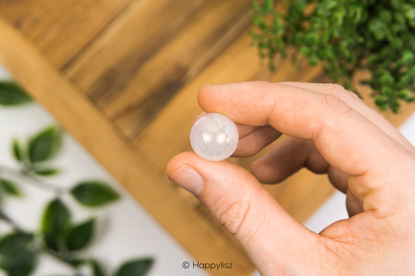 Angel Aura Rose Quartz - Sphere - No. 1 - In Hand - 01