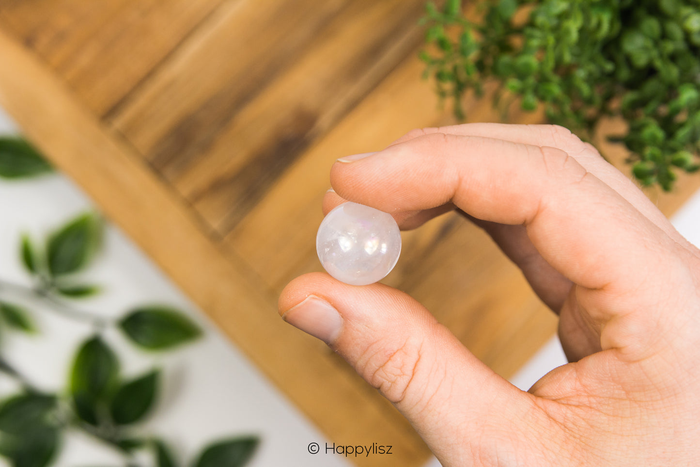 Angel Aura Rose Quartz - Sphere - No. 2 - In Hand - 01