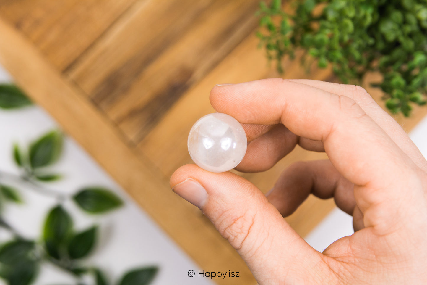 Angel Aura Rose Quartz - Sphere - No. 4 - In Hand - 01