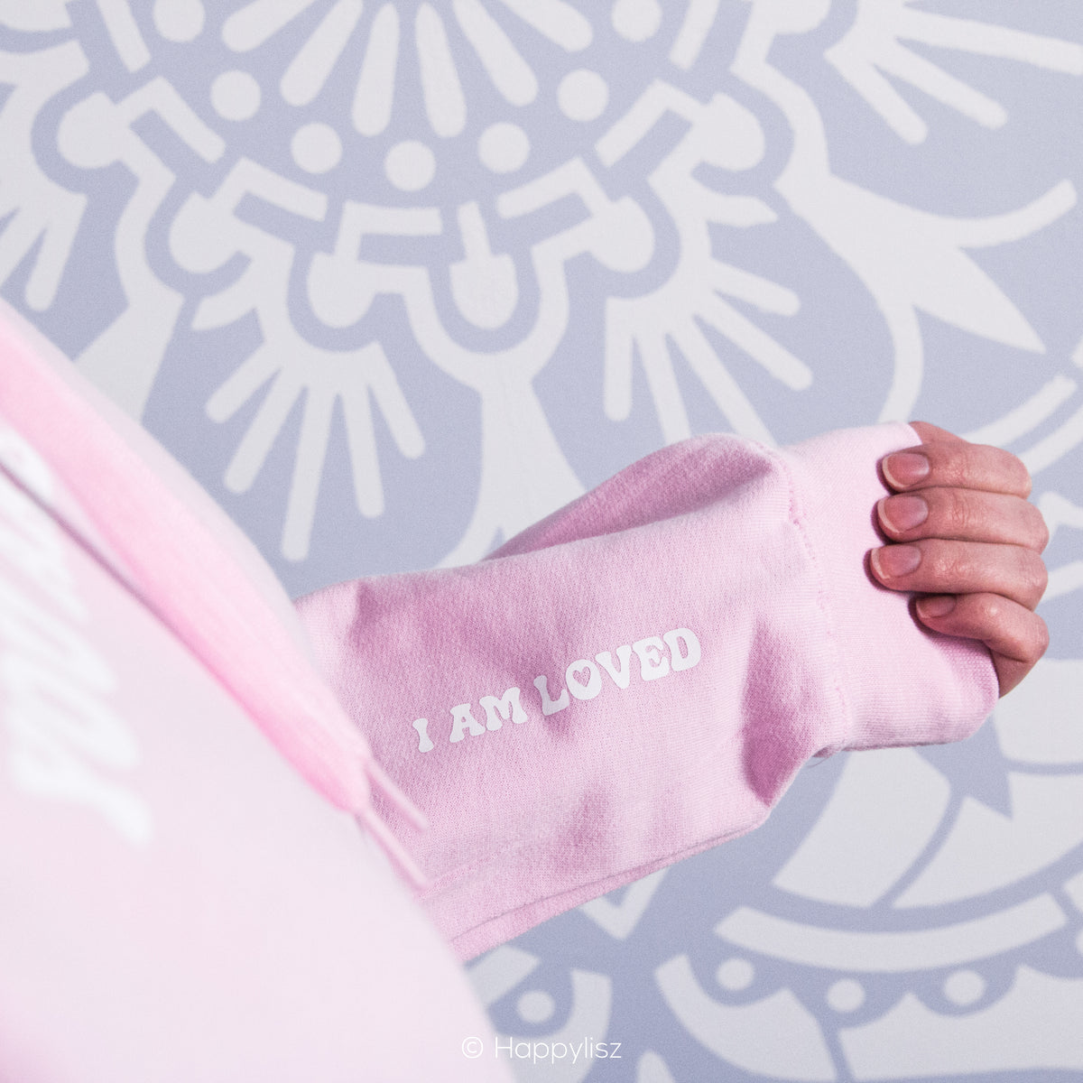 I Am Loved - Message on Sleeve - Pink Hoodie