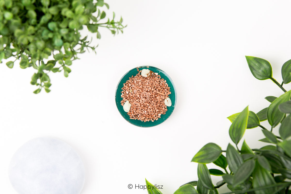 Orgonite Disc - Flower of Life - Chrysoprase - Bottom