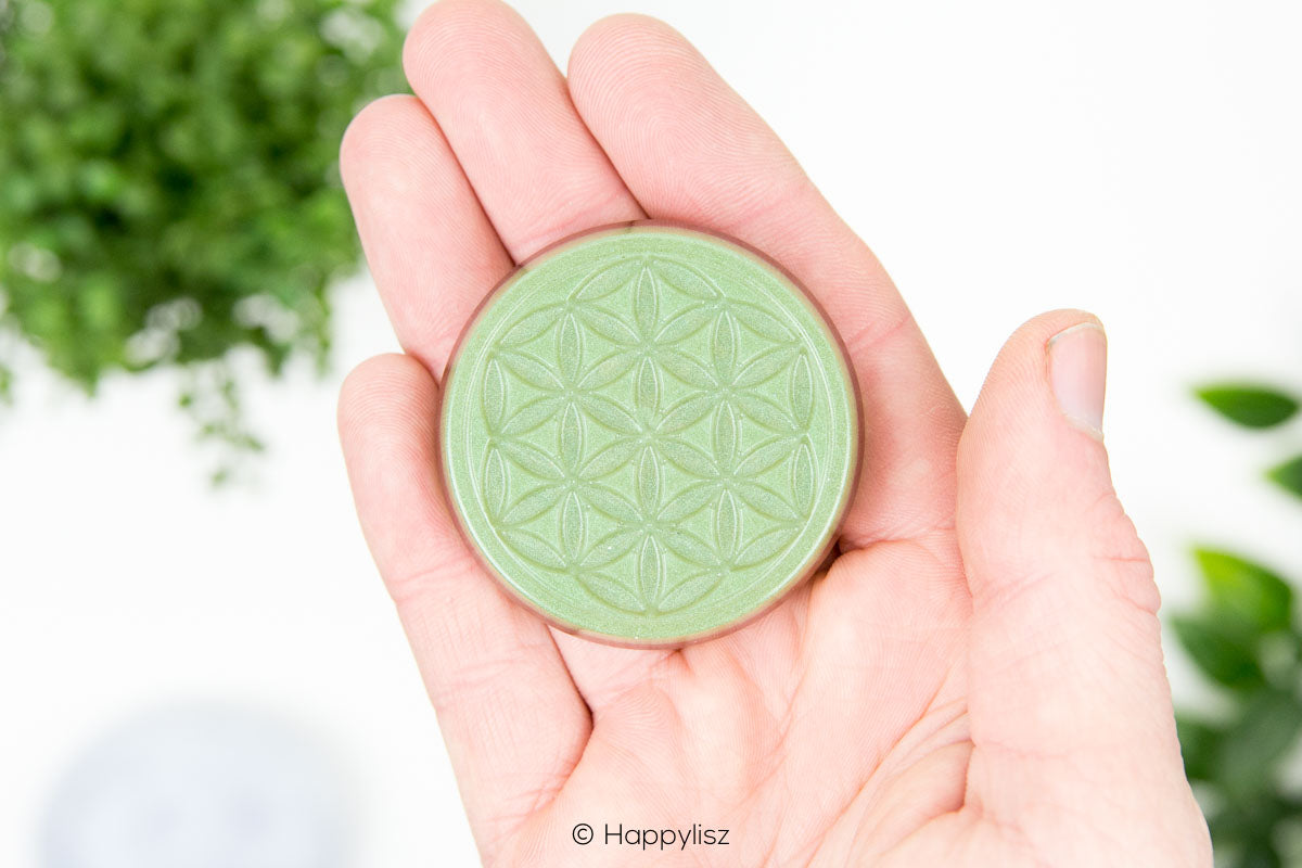 Orgonite Disc - Flower of Life - Labradorite - In Hand