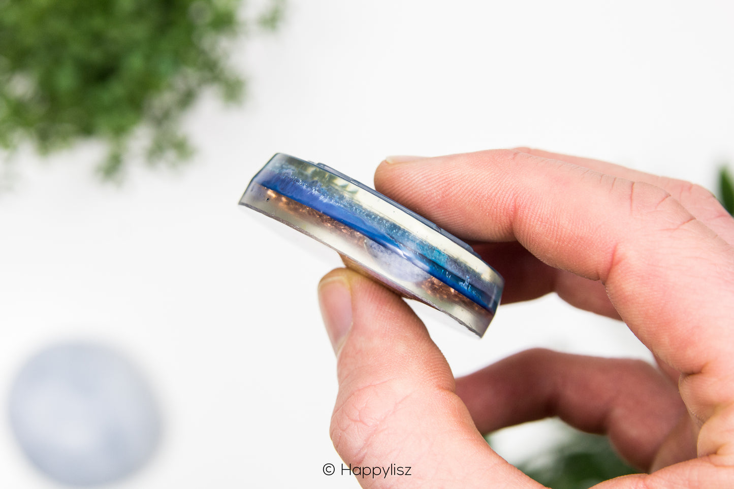 Orgonite Disc - Metatron's Cube - Sodalite - In Hand - Side