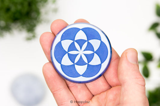 Orgonite Disc - Seed of Life - Lapis Lazuli - In Hand