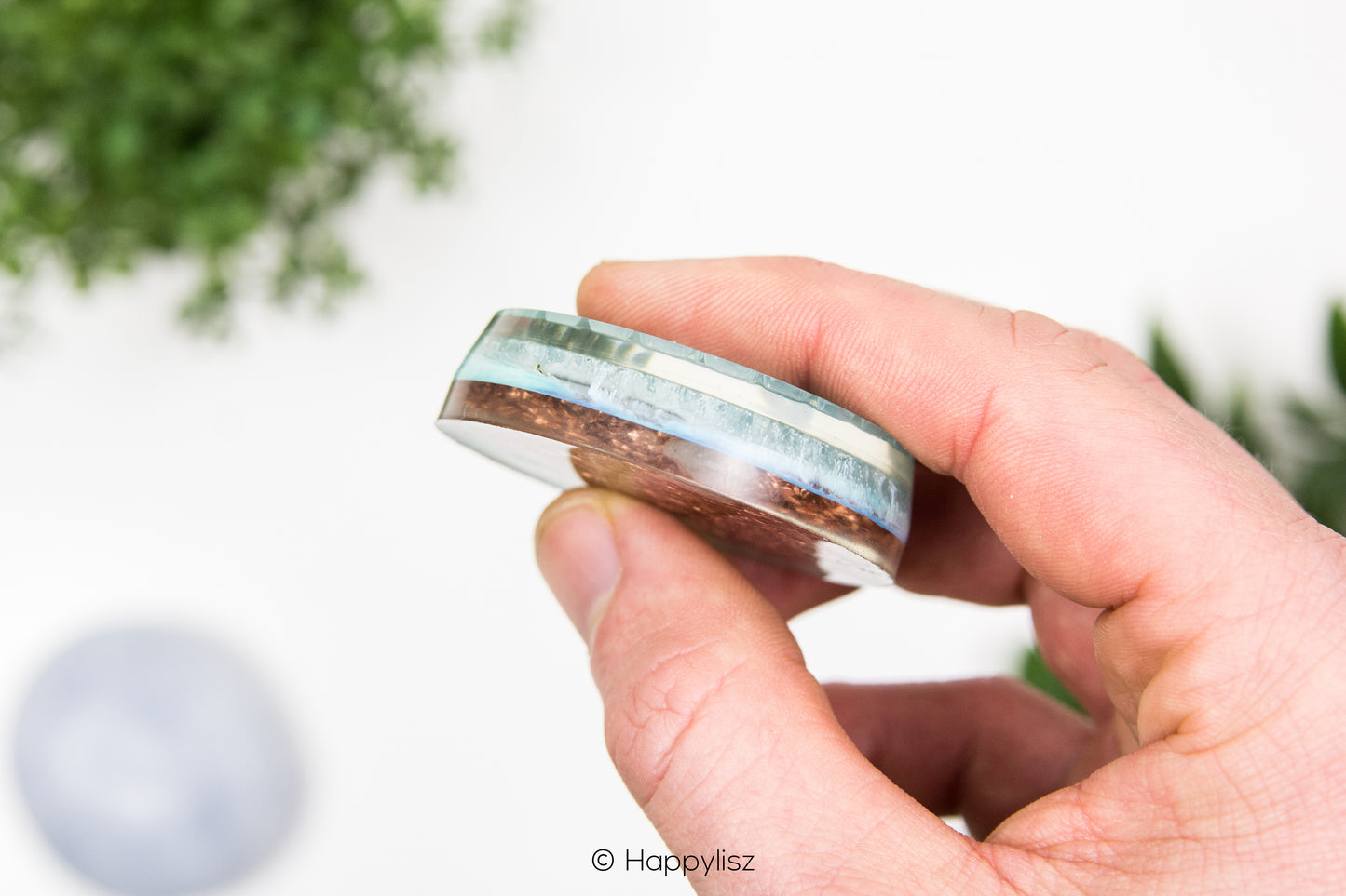Orgonite Disc - Sun - Tourmaline Quartz - In Hand - Side