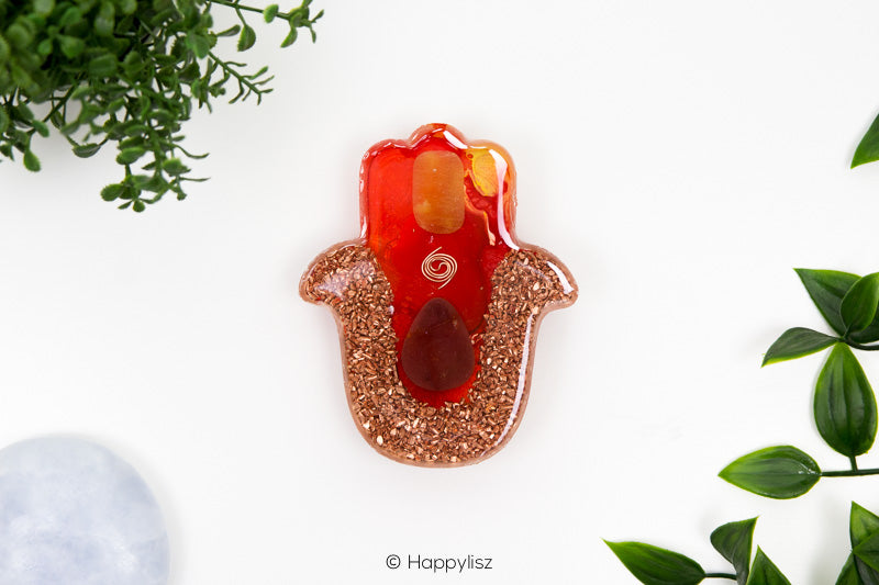 Orgonite Hamsa - Orange Calcite & Mookaite - Bottom