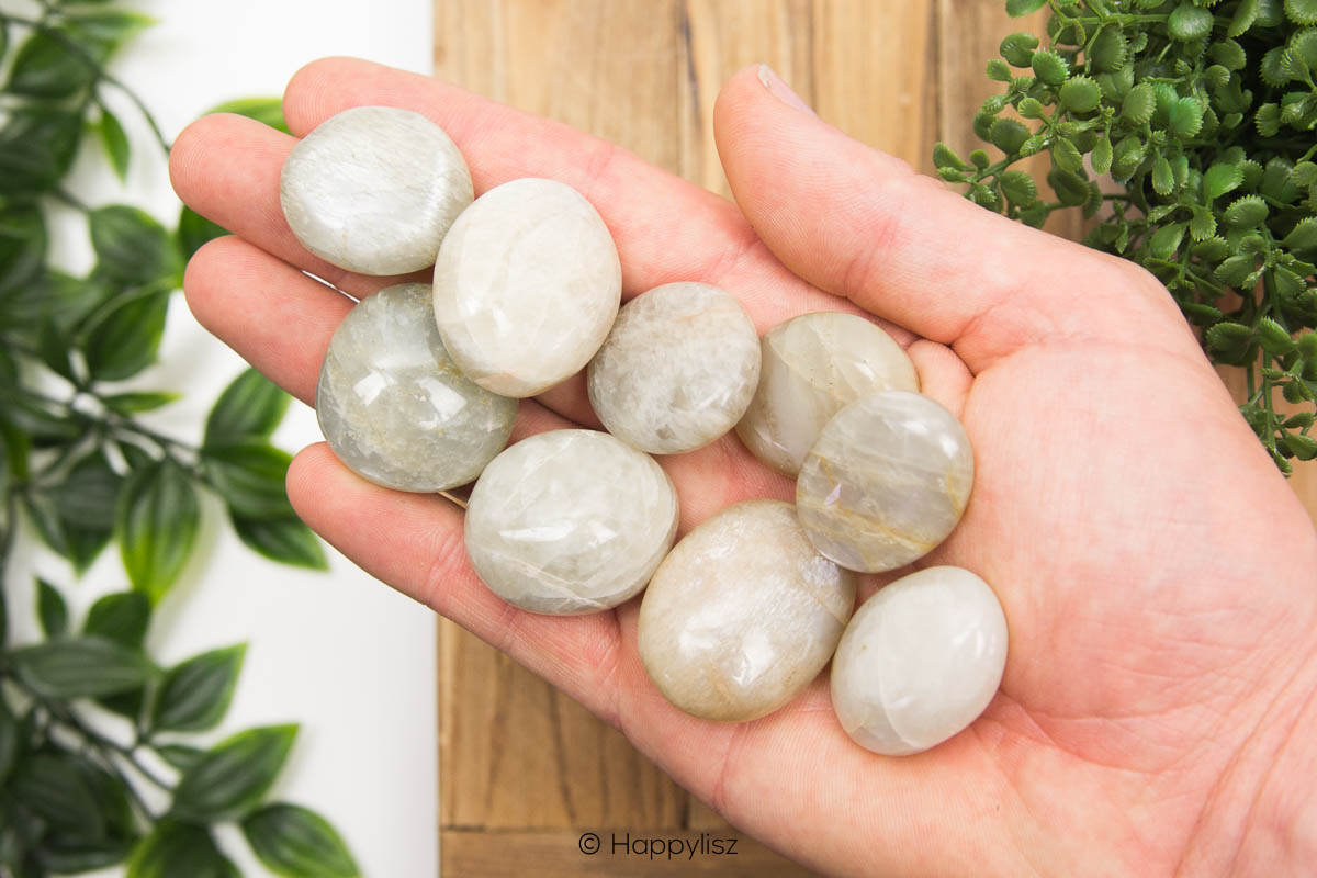 White Moonstone - Tumbled Stone - In Hand