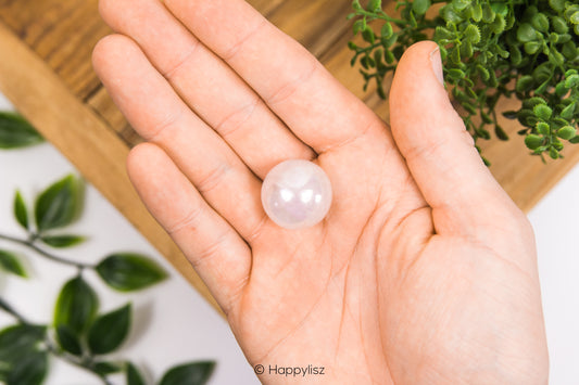 Angel Aura Rose Quartz - Sphere - No. 3 - In Hand