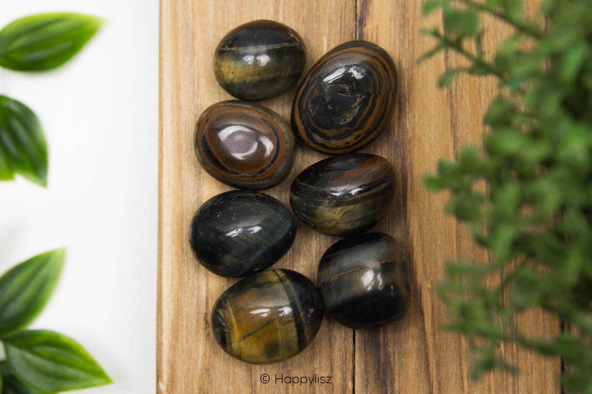 Hawk's Eye - Tumbled Stone - M - Round