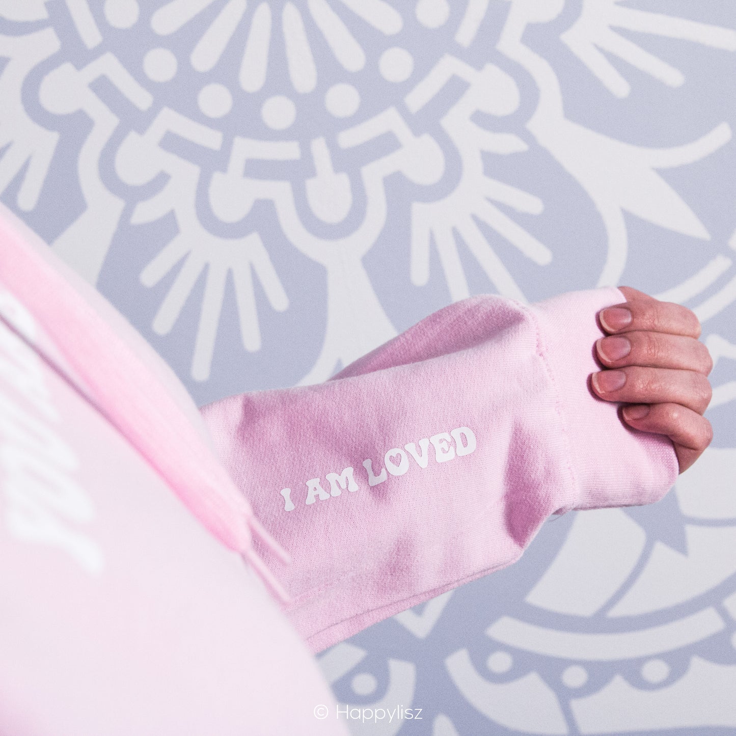I Am Loved - Message on Sleeve - Pink Hoodie