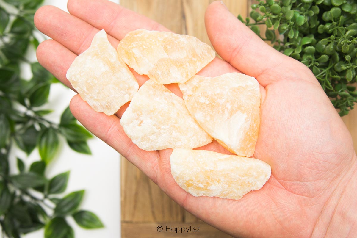 Orange Calcite - Raw Chunks - In Hand