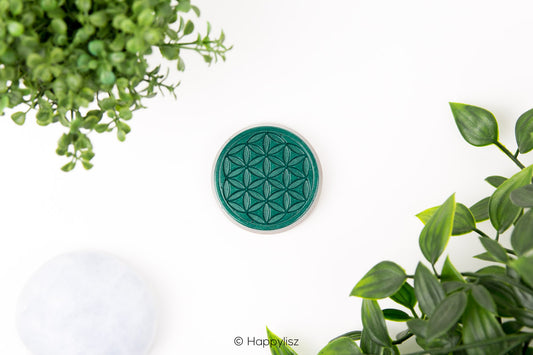 Orgonite Disc - Flower of Life - Chrysoprase - Top