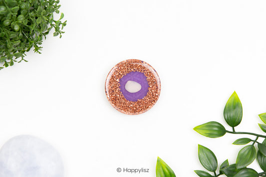Orgonite Disc - Flower of Life - Pink Opal - Bottom