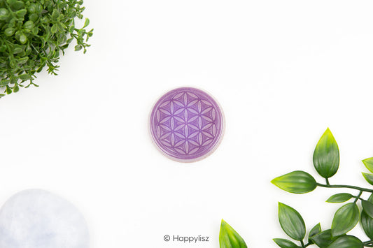Orgonite Disc - Flower of Life - Pink Opal - Top