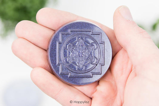 Orgonite Disc - Metatron's Cube - Green Aventurine - In Hand