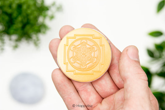 Orgonite Disc - Metatrons Cube - Rhodochrosite - In Hand