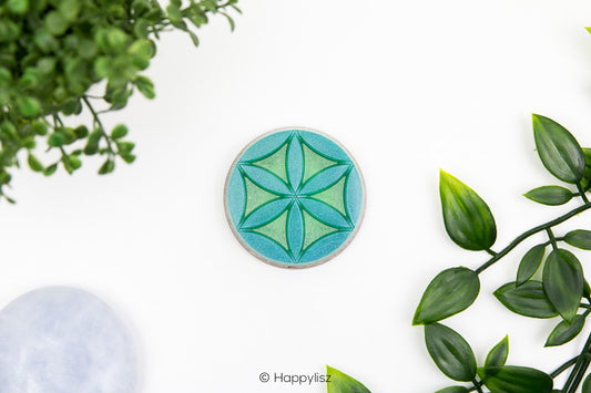 Orgonite Disc - Seed of Life - Amazonite & Blue Chalcedony - Top