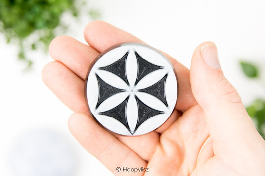 Orgonite Disc - Seed of Life - Black Tourmaline - In Hand