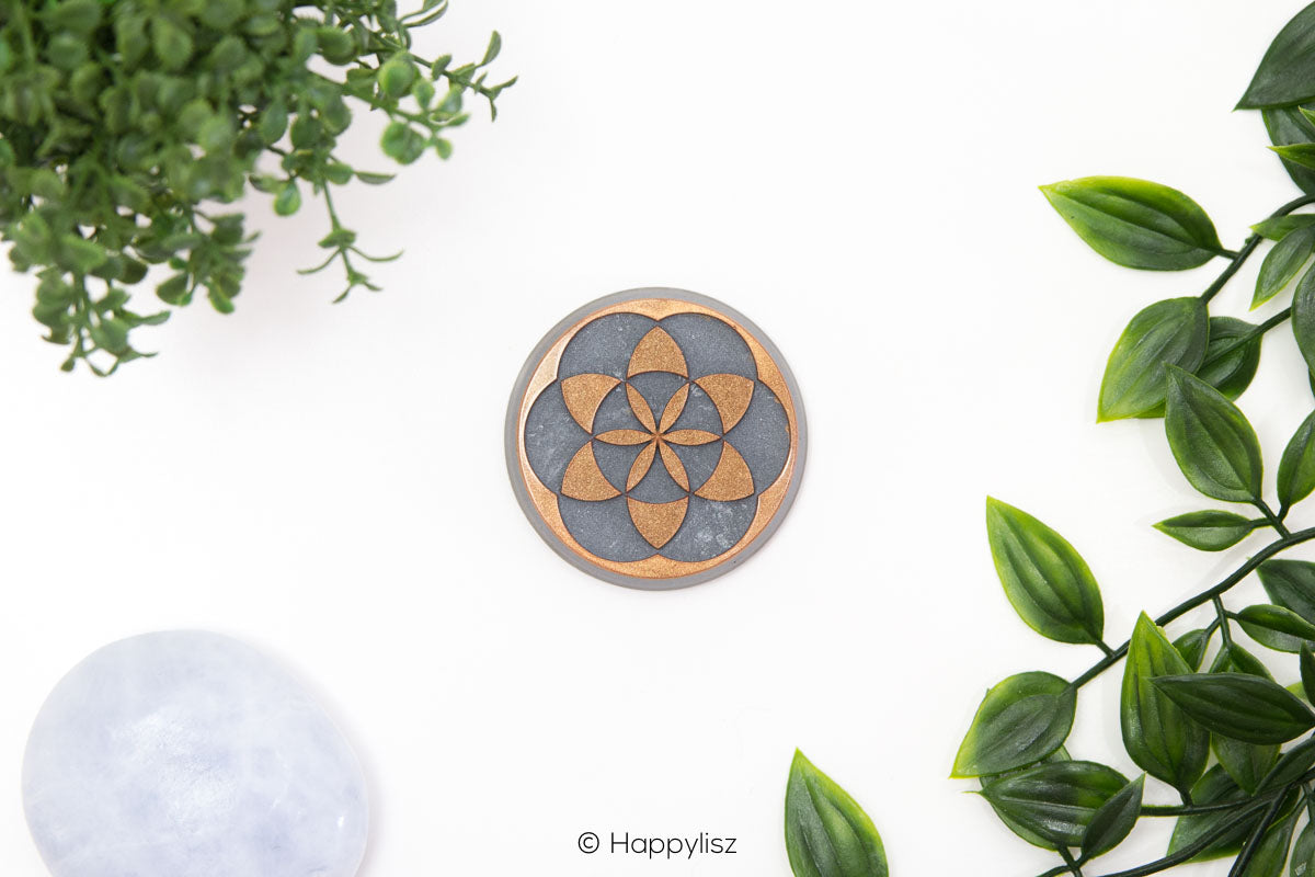 Orgonite Disc - Seed of Life - Botswana Agate - Top