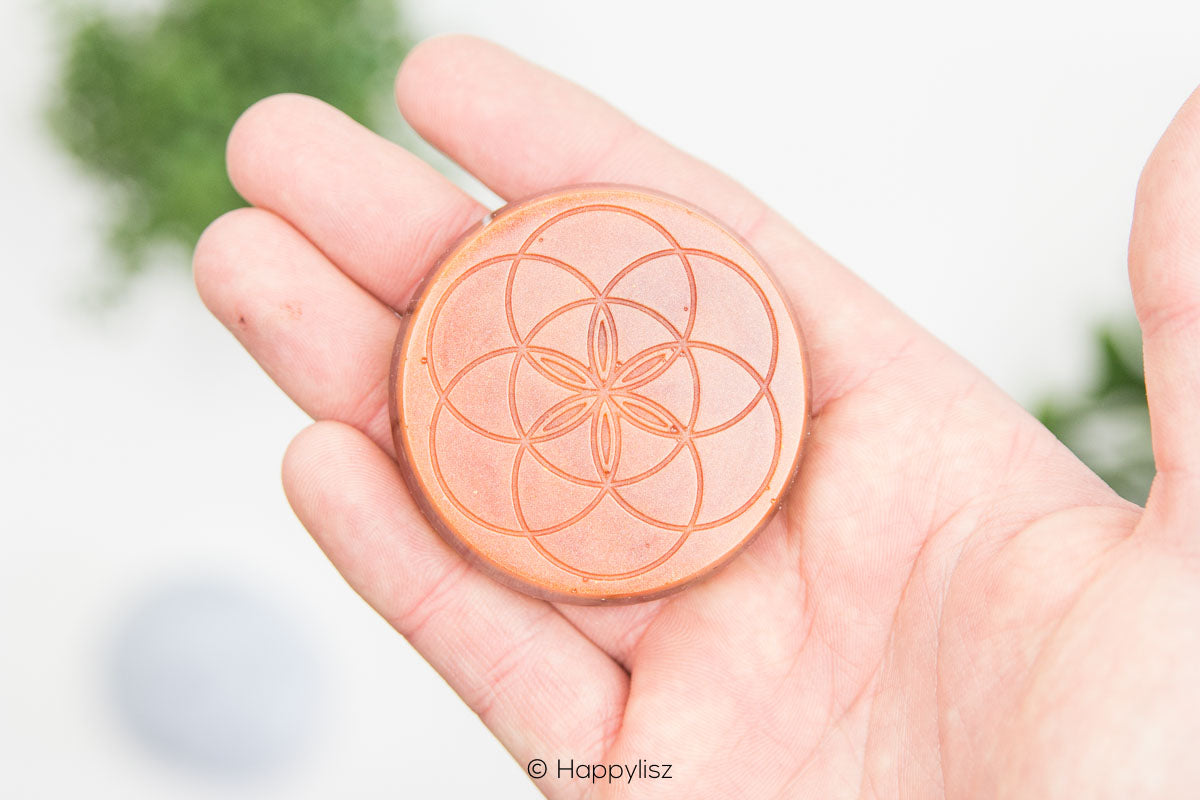 Orgonite Disc - Seed of Life - Carnelian - In Hand