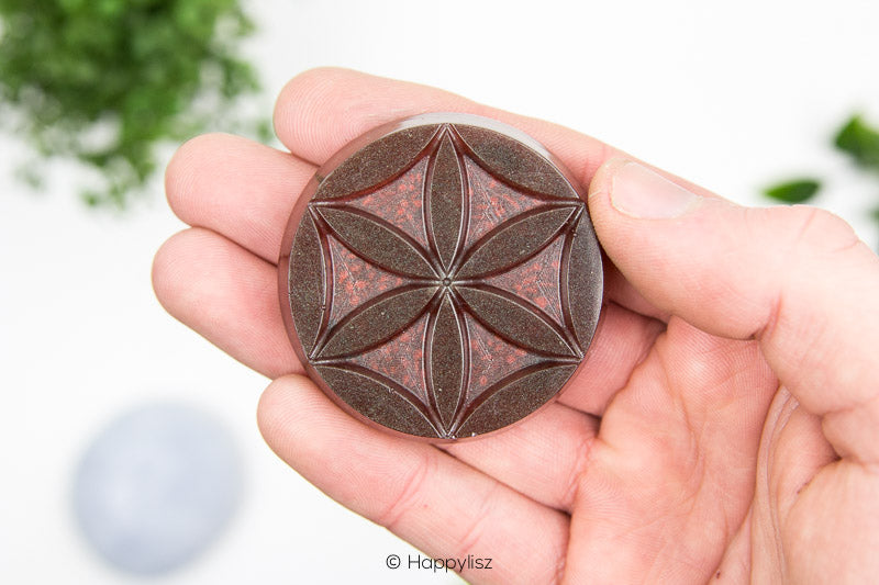 Orgonite Disc - Seed of Life - Mookaite - In Hand