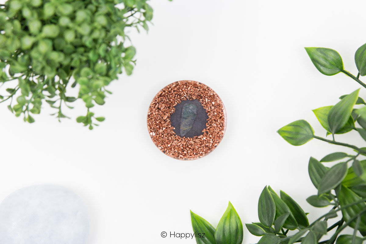 Orgonite Disc - Seed of Life - Moss Agate - Bottom