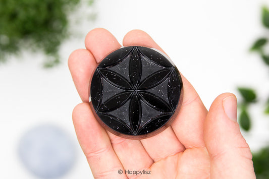 Orgonite Disc - Seed of Life - Pyrite - In Hand