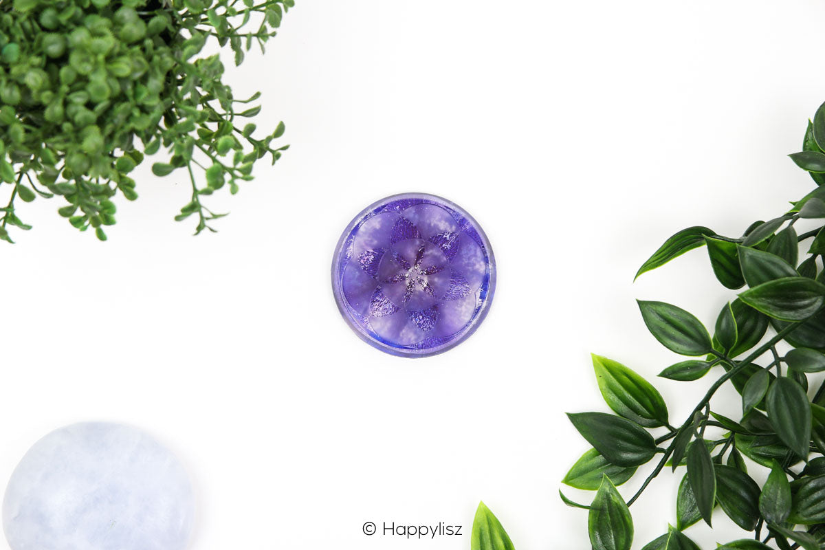 Orgonite Disc - Seed of Life - Rose Quartz - Top