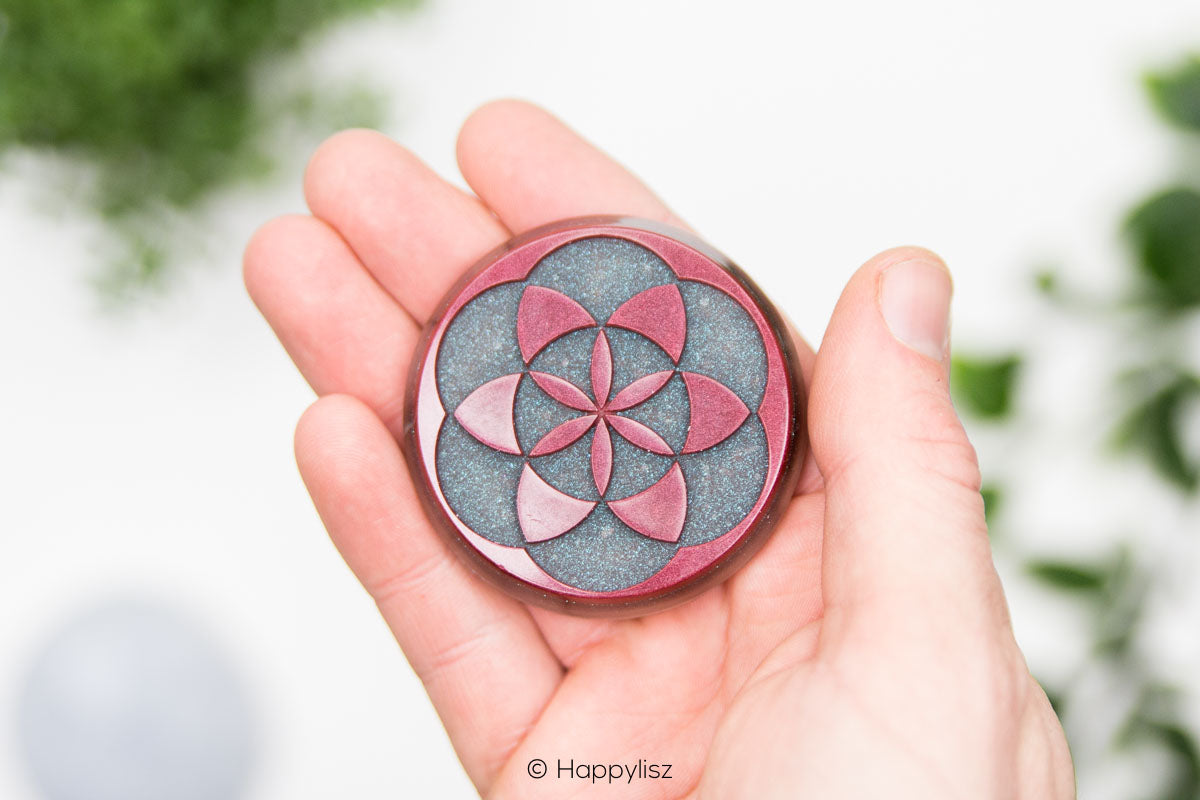 Orgonite Disc - Seed of Life - Selenite - In Hand