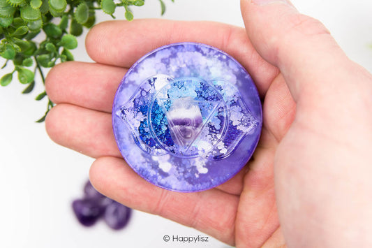 Orgonite Disc - Third Eye Chakra - In Hand
