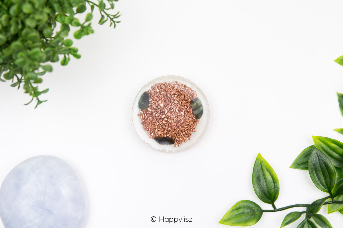 Orgonite Disc - Tree of Life - Hawk's Eye - Bottom