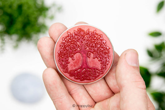 Orgonite Disc - Tree of Life - Hawk's Eye - In Hand
