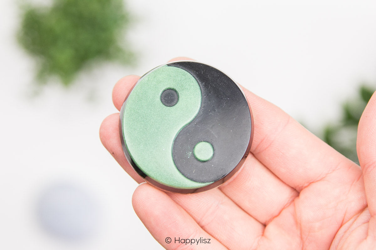 Orgonite Disc - Yin Yang - Chrysoprase - In Hand
