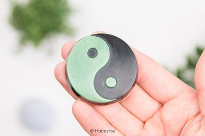 Orgonite Disc - Yin Yang - Chrysoprase - In Hand