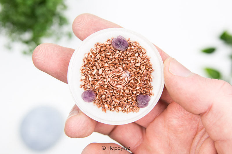 Orgonite Disc - Yin Yang - Ruby - Back - In Hand