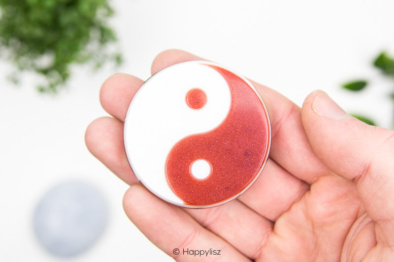 Orgonite Disc - Yin Yang - Ruby - In Hand