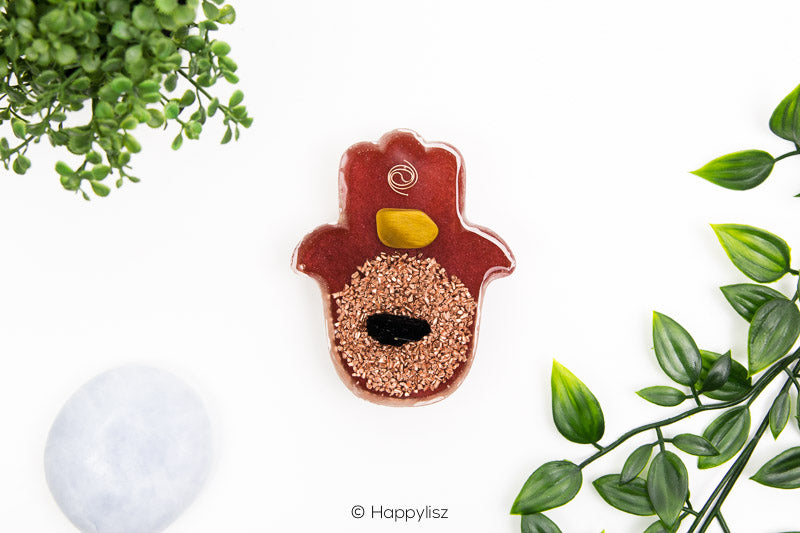 Orgonite Hamsa - Black Tourmaline & Tiger's Eye - Bottom
