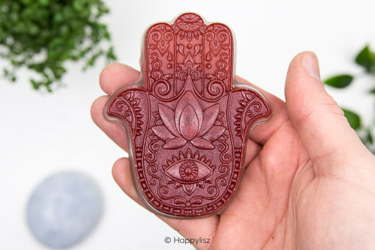 Orgonite Hamsa - Black Tourmaline & Tiger's Eye - In Hand