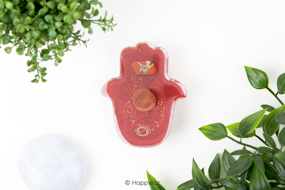 Orgonite Hamsa - Carnelian & Red Jasper - Bottom