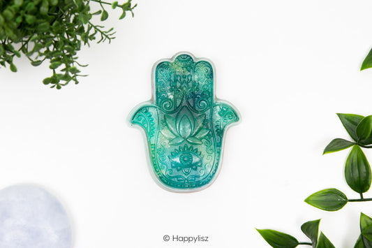 Orgonite Hamsa - Malachite & Petrified Wood - Top