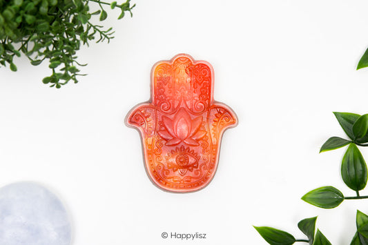 Orgonite Hamsa - Orange Calcite & Mookaite - Top