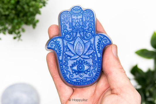 Orgonite Hamsa - Sodalite & Amazonite - In Hand