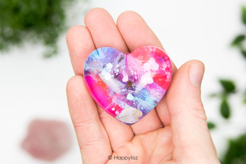 Orgonite Heart - Blue Chalcedony, Amethyst & Rose Quartz - In Hand