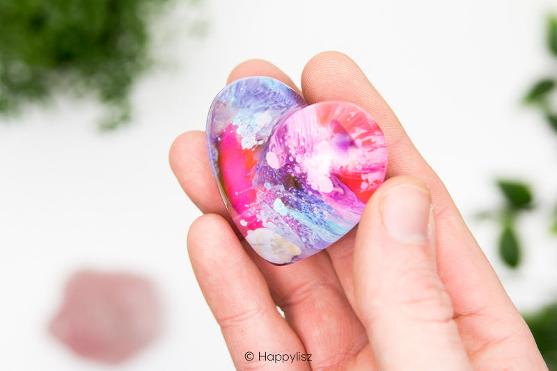 Orgonite Heart - Blue Chalcedony, Amethyst & Rose Quartz - In Hand 02