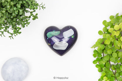 Orgonite Heart - Botswana Agate, Blue Chalcedony & Amazonite - Top