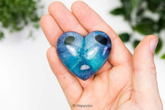 Orgonite Heart - Hawk's Eye, Sodalite & Heliotrope - In Hand