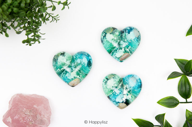 Orgonite Heart - Petrified Wood, Prehnite & Rose Quartz - Verzamelfoto