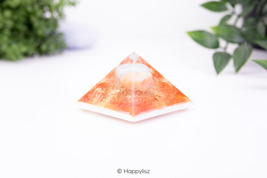 Orgonite Pyramid - Amazonite & Orange Calcite - Side