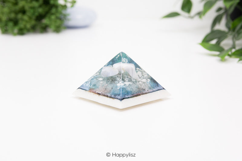 Orgonite Pyramid - Botswana Agate & Blue Chalcedony - Front