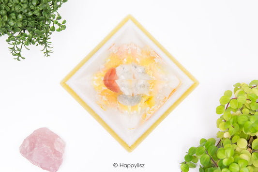 Orgonite Pyramid - Celestite, Carnelian & Apophyllite - Top